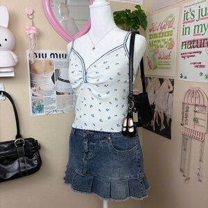 white and blue ditsy floral urban outfitters camisole top